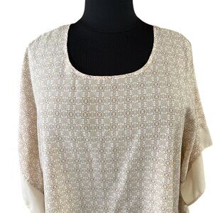 Faded Glory Beige and Off White Geometric Pattern Flowing Blouse Size 3X